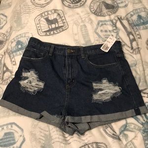 Forever 21 High Waisted Distressed Jean Shorts 31